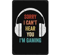 Letrero creativo de estaño de 8 x 12 pulgadas con texto en inglés "I Can't Hear You I'm Gaming", cartel de estaño, póster de bar, apartamento, decoración de pared para el hogar, bar, hombre, cueva