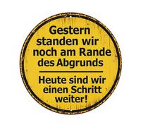 Letrero de advertencia con texto en círculo amarillo, letrero de metal redondo, letrero de estaño, decoración vintage para bar, hogar, cueva de hombre, cocina, lavandería, regalo, 8 x 8 pulgadas