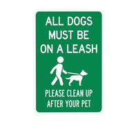 Letrero de advertencia con texto en inglés "All Pets Must Be On A Leash Please Clean Up After Your Pet - Señal de advertencia para correa de perro para negocios, hogar, garaje, calle, pared