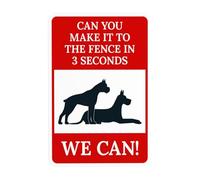 Letrero de advertencia con texto en inglés «Can You Make It To The Fence In 3 Seconds We Can», «Beware Of Dog», para negocios, hogar, exterior, interior, calle, pared, seguridad, precaución