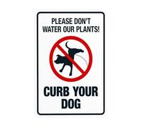 Letrero de advertencia con texto en inglés «Please Don't Water Our Plants Curb Your Dog», no Dog Poop Security Metal Signs for Business Home Outdoor Indoor Garage Street Wall Safety Precaution Custom