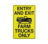 Letrero de advertencia de entrada y salida con texto en inglés "Entry And Exit Farm Trucks Only", para decoración de pared, 30,5 x 20,3 cm