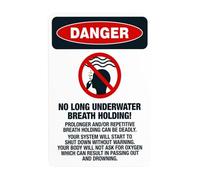 Letrero de advertencia de "No Long Underwater Breath Holding Can Result in Passing Out and Drowning", para el hogar, negocios, calle, pared, precaución, decoración personalizada, 8 x 12 pulgadas