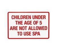 Letrero de advertencia de piscina con texto en inglés "Children Under The Age Of 5 Are Not Perlowed To Use Spa" para garaje, hogar, negocios, calle, pared, precaución, decoración personalizada, 30,5 x