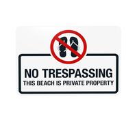 Letrero de advertencia gráfico con texto en inglés "No Trespassing This Beach Is Private Property", para el hogar, negocios, garaje, calle, pared, precaución, decoración personalizada, 12 x 8 pulgadas