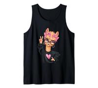 Letrero de Alpaca con diseño Kawaii de niña Llama guiñando un Ojo de la Paz Camiseta sin Mangas