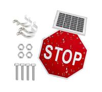 Letrero de Alto LED Solar 24 30 Pulgadas, Señal Parpadeante para Entrada de Cochera, Ayuda para Estacionar Auto, Aluminio Antioxidante, Seguridad Calles Privadas.(24in)