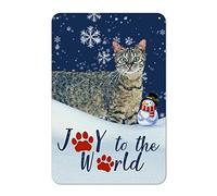 Letrero de aluminio con texto en inglés "Christmas Joy to The World" con diseño de gato de Papá Noel, 12 x 8 pulgadas, resistente al óxido, resistente al viento, retro, para hombre, cueva, bar, garaje