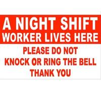 Letrero de aluminio con texto en inglés "Night Shift Worker Sleeping Do Not Knock Or Ring The Bell Thank You", letrero de aluminio divertido para regalo para el hogar, cafetería, bar, decoración de