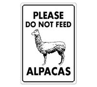 Letrero de aluminio con texto en inglés "Please Do Not Feed Alpacas" para interiores o letreros para el hogar, cocina, granja, jardín, garaje, decoración de pared, letrero de metal retro de 8 x 12