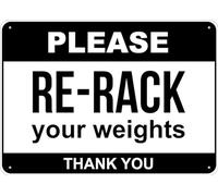 Letrero de aluminio con texto en inglés «Please Re Rack Your Weights» para exteriores de 12 x 8 pulgadas, tinta UV impresa para casa y negocios