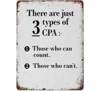 Letrero de aluminio de 12 x 16 pulgadas con texto en inglés "Tipos de CPA Fun Accounting Office Decoration" para exámenes de contabilidad, pases de graduación, letreros de regalo para cocina, hogar