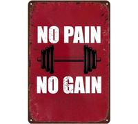 Letrero de aluminio de 20,3 x 30,48 cm con texto en inglés "No Pain No Gain Motivation", estilo vintage, para gimnasio, fitness, decoración de cueva, para el hogar, gimnasio, bar, decoración de pared