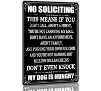 Letrero de aluminio de 20,3 x 30,48 cm con texto en inglés "No Soliciting" Don't Even Knock My Dog Is Hungry Knock At Your Own Risk Signs Don't Knock Decor For House Door Yard