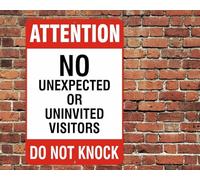 Letrero de aluminio de 20,3 x 30,48 cm con texto en inglés "No Unexpected Uninvited Visitors Do Not Knock", letrero de metal vintage para decoración de pared