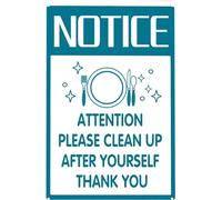 Letrero de aluminio de 30.5 x 40.6 cm, con texto en inglés "Attention Please Clean Up After Yourself", letrero de agradecimiento divertido de metal para comedor, restaurantes, cocina, decoración de