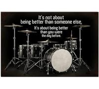 Letrero de aluminio de 30.5 x 40.6 cm, divertido letrero de baño con texto en inglés "Drummers Being Better Than You Were The Day Before Poster", decoración vintage, garaje, hogar, jardín, cafeterías