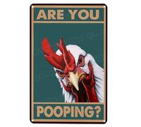 Letrero de aluminio divertido con texto en inglés "Chicken Are You Pooping" para decoración de pared para el hogar, baño, jardín, patio, al aire libre, 8 x 12 pulgadas