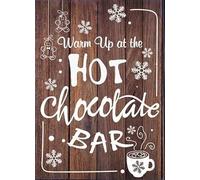 Letrero de aluminio divertido con texto en inglés "Warm Up at The Hot Chocolate Bar, suministros de fiesta de Navidad, letrero de metal para regalo para el hogar, cafetería, bar, decoración de pared,