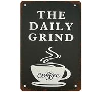 Letrero de aluminio para cafetería, diseño de The Daily Grind, con citas y refranes, vintage, divertido, para decoración de pared, regalo para el hogar, cocina, baño, restaurante, jardín, 20 x 30 cm