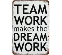 Letrero de aluminio para el trabajo en equipo en la oficina - Frase inspiradora sobre el éxito | Decoración para el hogar, la oficina o la sala de conferencias | Regalo para compañeros de trabajo 8x1