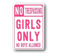 Letrero de aluminio rosa con texto en inglés "No Trespassing Girls Only No Boys Allowed Girl Cave" para dormitorio