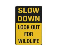 Letrero de aluminio Slow Down Look Out For Wildlife de 12 x 8 pulgadas, con protección UV, impermeable, resistente a la intemperie y a la decoloración, 4 agujeros preperforados