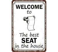 Letrero de aluminio vintage con texto en inglés «Welcome to The Best seat in The House» para puerta de exterior, hogar, cueva, garaje, bar, campo, póster de club, decoración de pared, letrero retro de