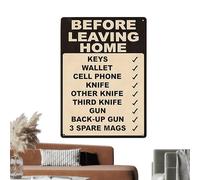 Letrero de "Antes de Salir de Casa",31x20 cm Letrero Retro Lista de Verificación Antes de Salir de Casa - Cartel Divertido,para Puerta de Dormitorio, Cafetería, Bar, Oficina, Garaje