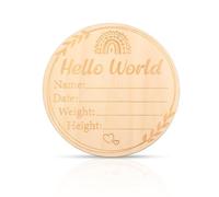 Letrero de Anuncio de Bebé, 14,8cm Madera Letrero de Hola Mundo para Recién Nacido Letrero de Anuncio de Recién Nacido Tarjetas de Nombres de Bebé para Regalo de Bebé (Estilo 2)