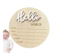 Letrero de anuncio de bebé: bienvenida de madera para el nacimiento, nombre elegante, sala de estar, dormitorio, habitación de los niños | Accesorio fotográfico para hospital de recién nacidos, placa