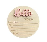 Letrero de anuncio de bebé, letrero de bienvenida de Hello Birth Baby, accesorios para fotos, letrero de madera con nombre de bebé para baby shower, hospital, guardería