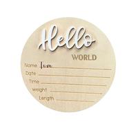 Letrero de anuncio de bebé | Señal de bienvenida para bebé con texto en inglés "Hello Birth Baby Welcome" para sala de estar, dormitorio, hospital, guardería