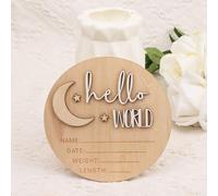 Letrero de Anuncio de Nacimiento, 15 cm Madera Letrero de Hola Mundo para Recién Nacidos Tarjetas con el Nombre del Bebé Liso Letrero de Anuncio de Recién Nacido para Regalo de Baby Shower