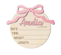 Letrero de Anuncio de Nacimiento Personalizados Letrero de Madera de Texto para Recién Nacido Letrero de Anuncio de Nacimiento Ideal Hogar Guardería Hospital Nombre Fecha Longitud y Peso