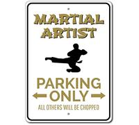 Letrero de aparcamiento de artista marcial, letrero de artes marciales, regalo de artista marcial, letrero de lata de 8 x 12 pulgadas