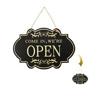 Letrero de apertura y cerrado, letrero colgante de madera reversible de doble cara con texto en inglés "Jagowa come in we re open and sorry we're closed", decoración para puerta, ventana, cafetería,