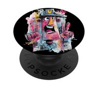 Letrero de Arte gráfico con diseño de Graffiti Pop de Doble Paz Robot PopSockets PopGrip Adhesivo
