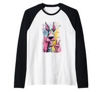 Letrero de Arte gráfico de Dibujos Animados con diseño de Graffiti de Perro Camiseta Manga Raglan