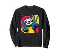Letrero de Arte gráfico de Personaje Pop Retro de Perezoso Doble Paz Sudadera