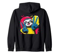 Letrero de Arte gráfico de Personaje Pop Retro de Perezoso Doble Paz Sudadera con Capucha