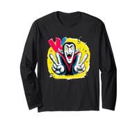 Letrero de Arte gráfico de Personaje Pop Retro de Vampiro Doble Paz Manga Larga