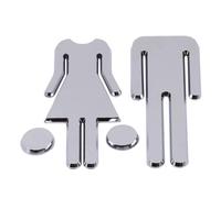 Letrero de Aseo Letreros for inodoro, letreros WC, señalización hombre y mujer, tablero de plástico, placa letrero, superficie espejo, baño, puerta, pared(Bright Silver)