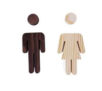 Letrero de Baño 2 uds/se señales de puerta baño madera maciza decoración inodoro antigua Placa señal WC autoadhesiva duradera Para uso en baños(Color 8)