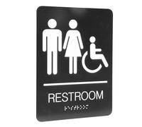 Letrero de Baño Braille, Autoadhesivo de Acero Inoxidable para Discapacitados, Letrero de Baño para Hombres y Mujeres, Texto Elevado con Braille, 8 X 6 Pulgadas, Acabado Satinado