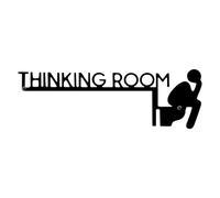Letrero de baño de Thinking Room, letrero minimalista de metal con tornillos, divertida decoración de baño para decoración del hogar, decoración de baño (negro)