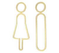 Letrero de baño Juego de letreros baño huecos, elegante decoración colgante for oficinas, símbolos género 2 piezas para Hotel Restaurante(Gold)