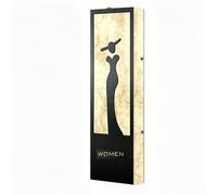 Letrero De Baño LED Retroiluminado Para Empresas; Letreros Para Puertas De Inodoro Montados En La Pared De Acero Inoxidable Y Acrílico. Señalización Iluminada Para WC De Hombres Y Mujeres