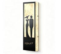 Letrero De Baño LED Retroiluminado Para Empresas; Letreros Para Puertas De Inodoro Montados En La Pared De Acero Inoxidable Y Acrílico. Señalización Iluminada Para WC De Hombres Y Mujeres