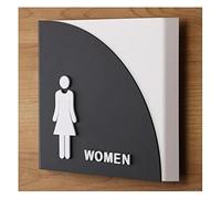 letrero de baño, Letrero de baño for letreros negocios, letrero identificación acrílico hombres mujeres unisex negro 10.2x8 pulgadas(Female)